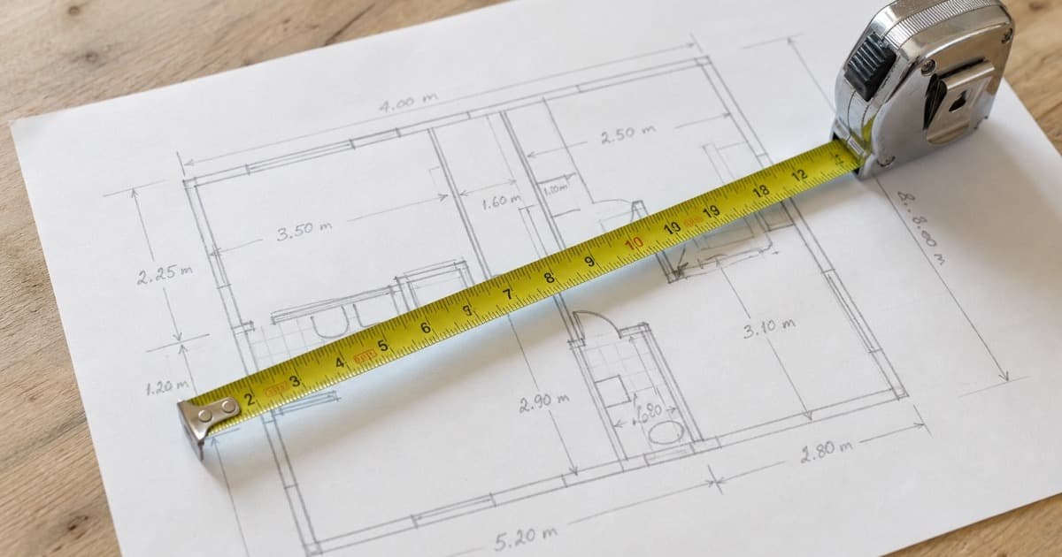 Laser measure used while sketching a floor plan